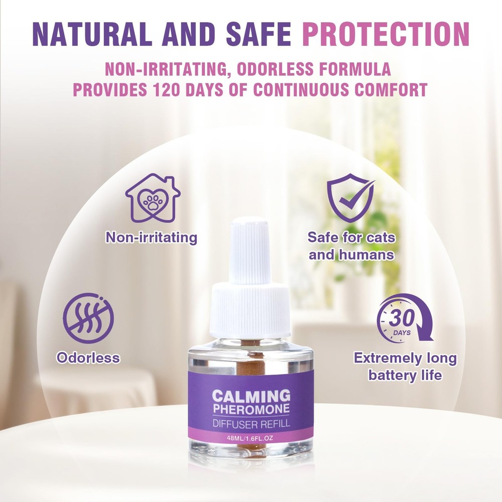 Cat Calming Pheromone Diffuser Refills 4 Pack Anxiety and Stress Calming for ...