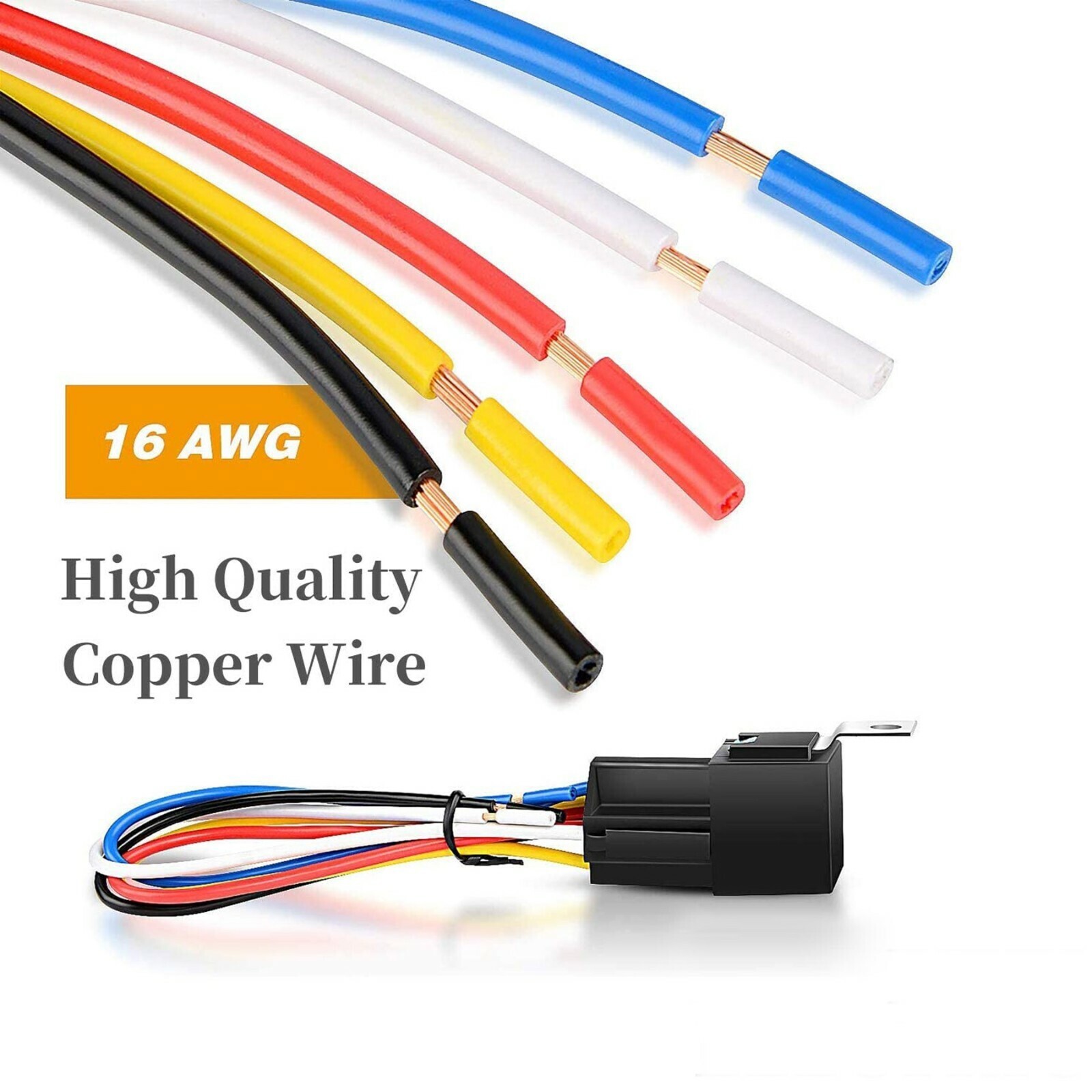 5Pin Automotive Car Relay Switch SPDT Harness Socket Waterproof 40A DC 12V 12AWG