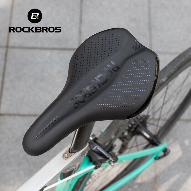 ROCKBROS Bike Seat Cushion Memory Foam Carbon Steel Saddle with Reflective Dots