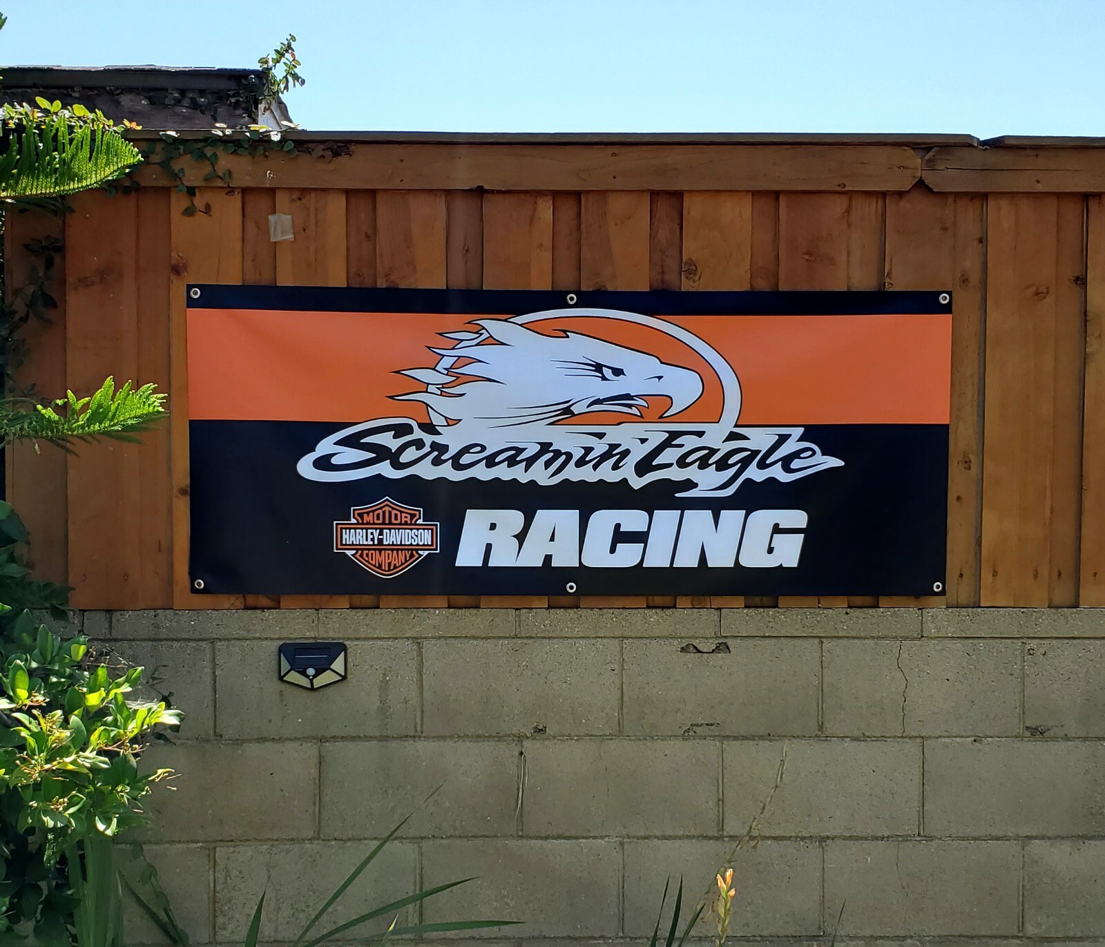 Harley Davidson Screamin' Eagle Racing Motorcycle Banner Vinyl Garage Decor