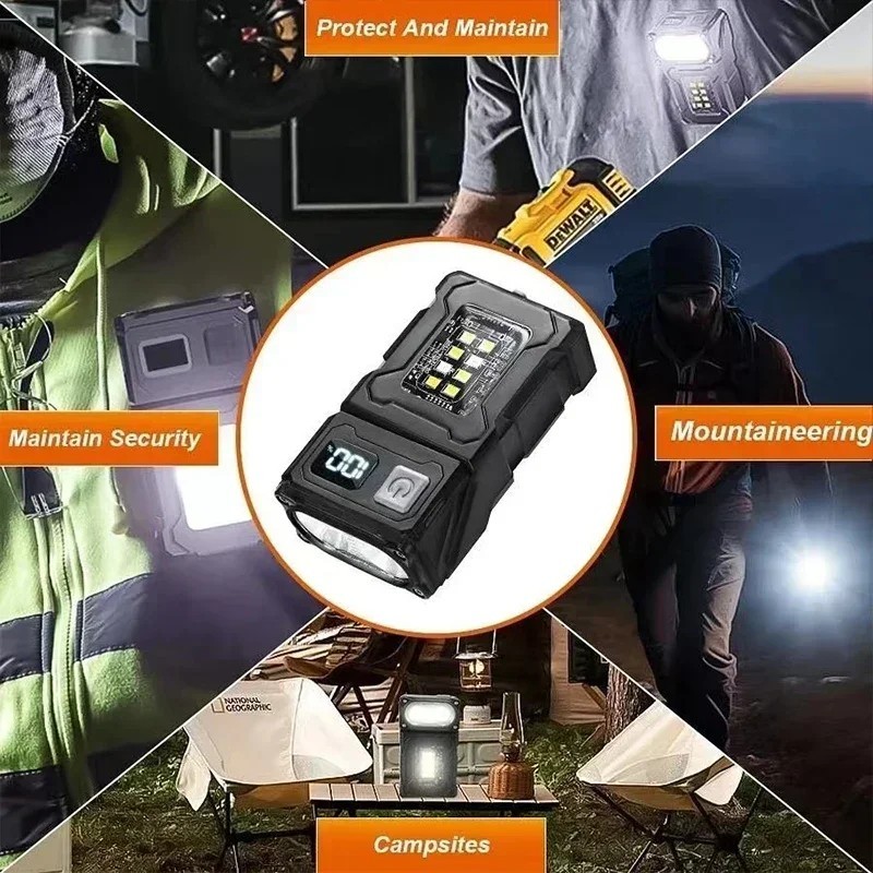 Portable Mini Pocket LED Flashlight Magnetic USB Rechargeable Torch Light Work