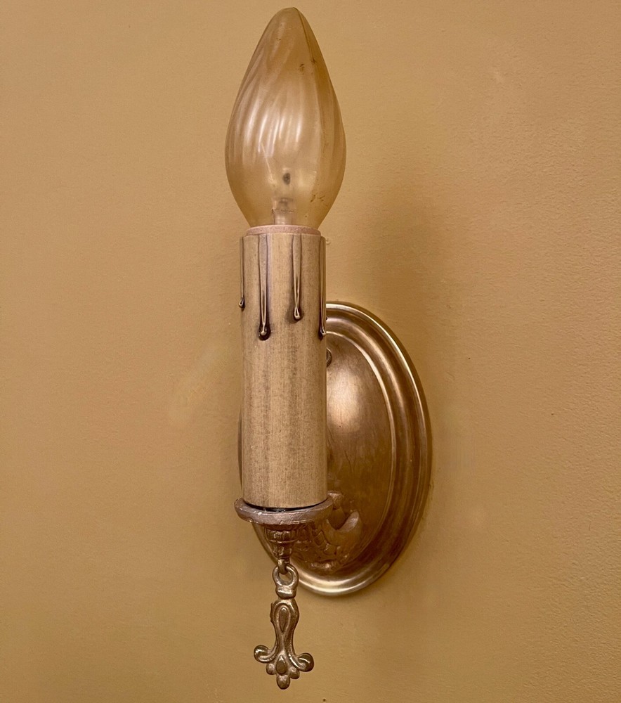 Vintage Lights THREE 1920s pan style brass sconces