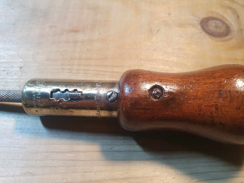 Vintage Moore & Wright Ratchet Screwdriver Old Woodworking Tools Carpentry Brass