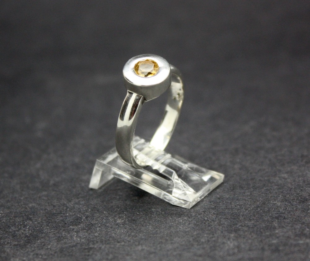 SOLID SILVER with CITRINE GEMSTONES in RING  .925 STERLING    FREE SHIPPING !!!