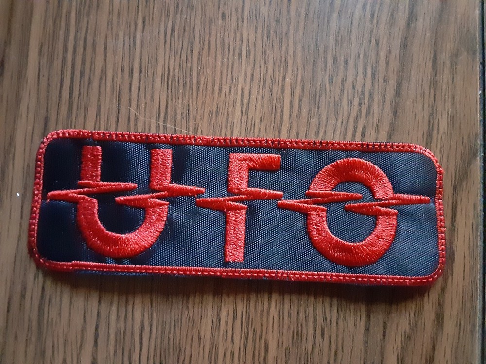 UFO,SEW ON RED WITH RED EDGE EMBROIDERED PATCH