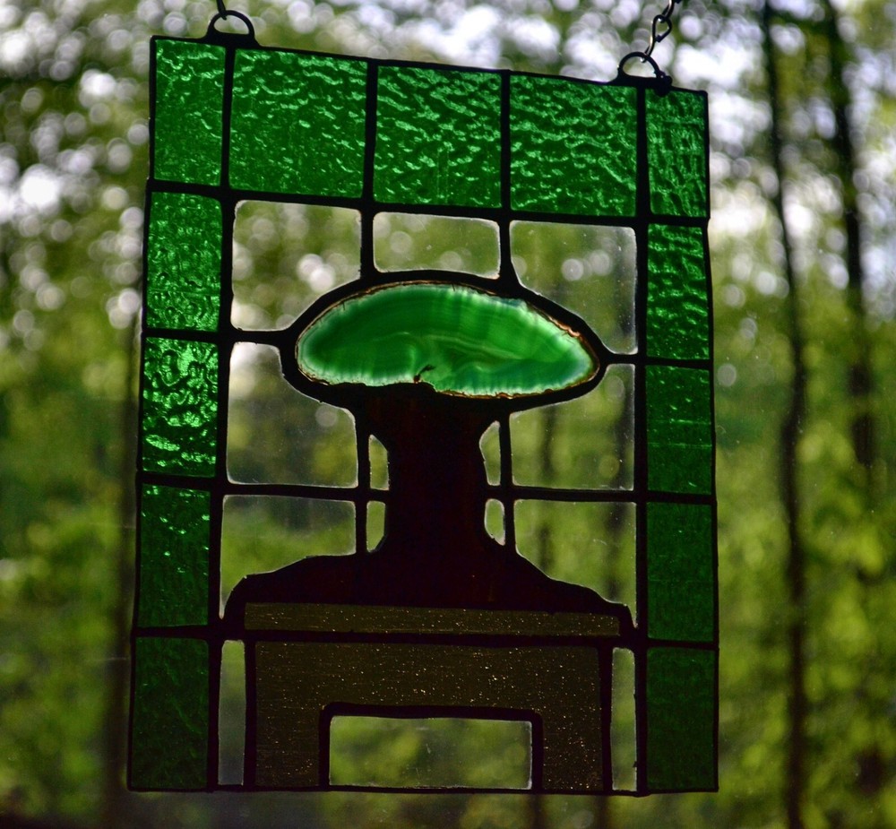 Agate Tree Stained Glass Panel Sun Catcher (#0024)