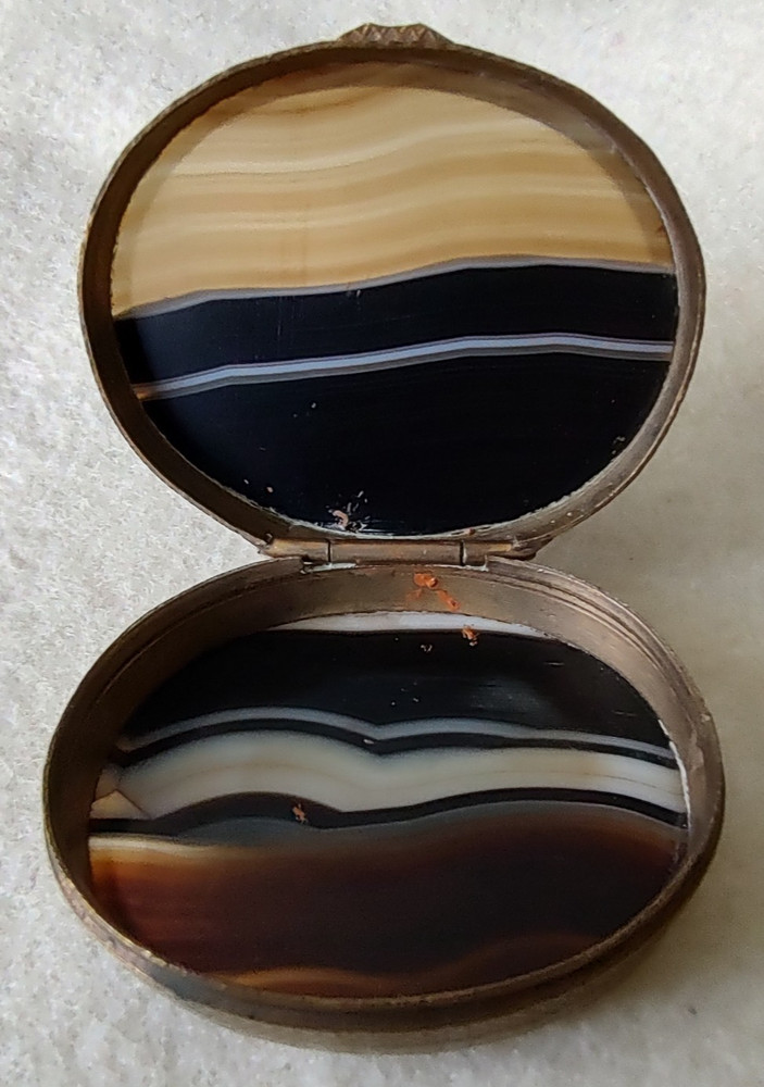 Oval Double Sided Agate Stone Snuff Box