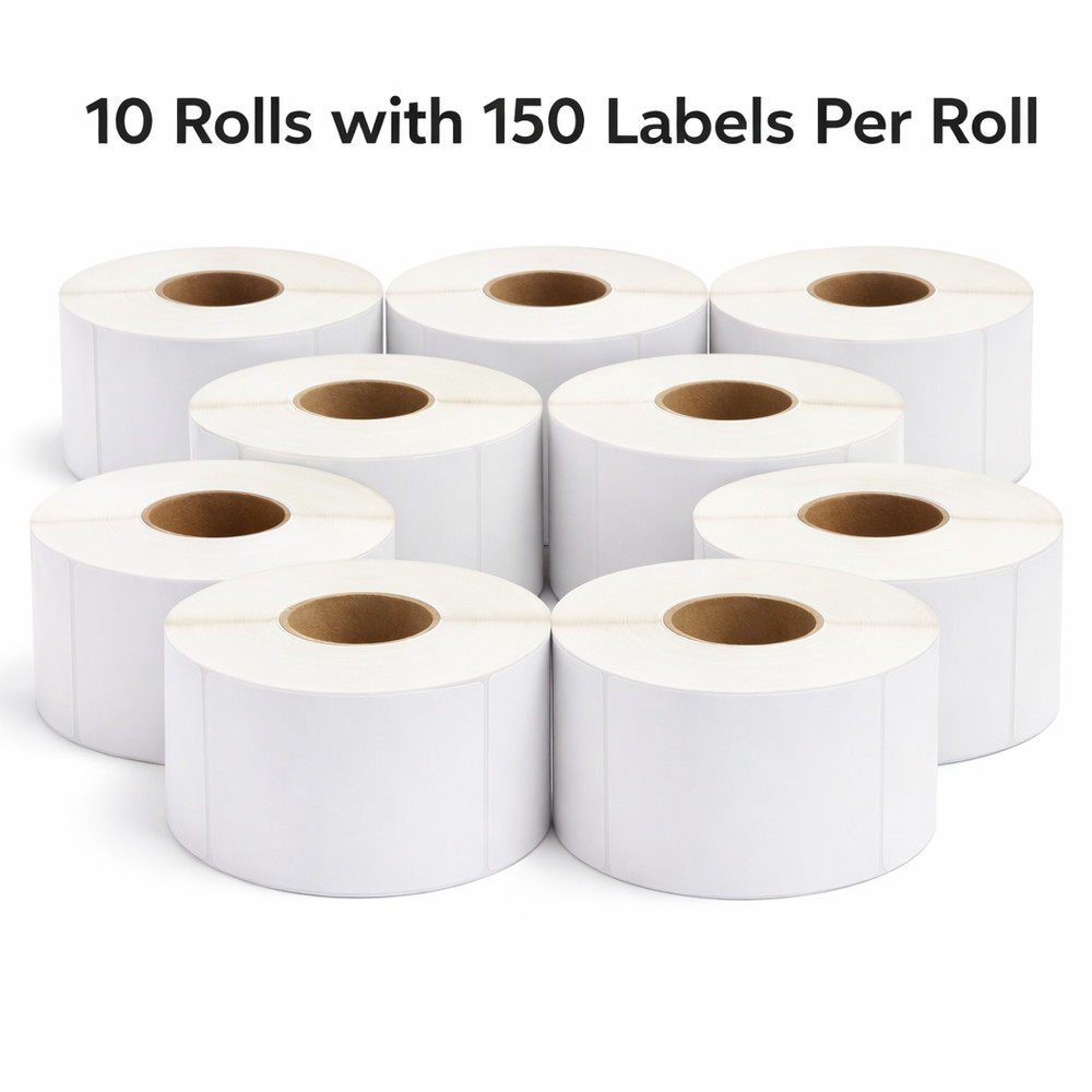 3x4 Direct Thermal Labels Zebra Compatible 1" Core 10 Rolls 150 Labels/Roll
