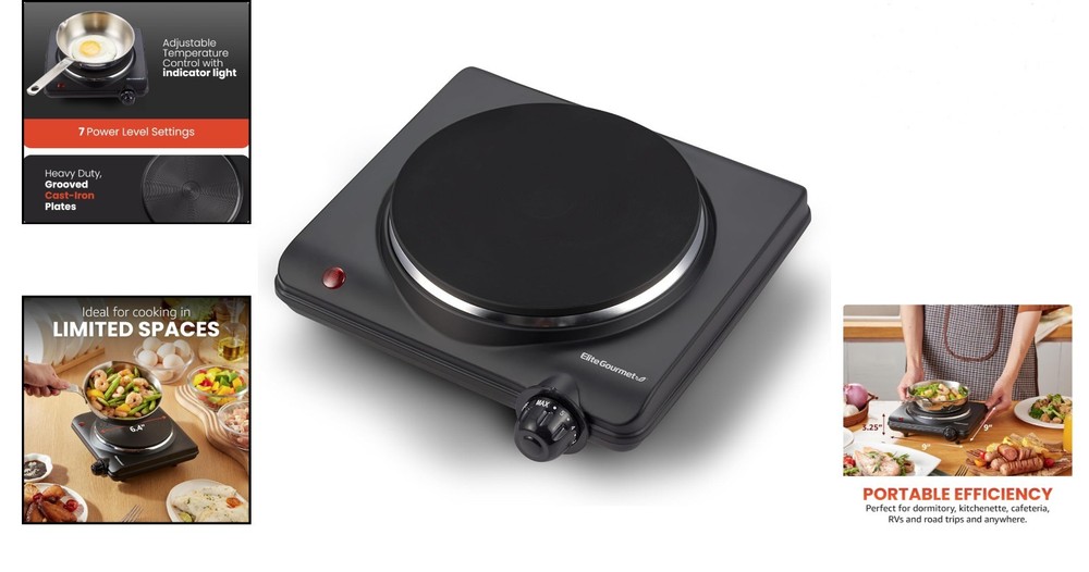 Versatile 1000W Electric Hot Plate with Temperature Control & Safety Features