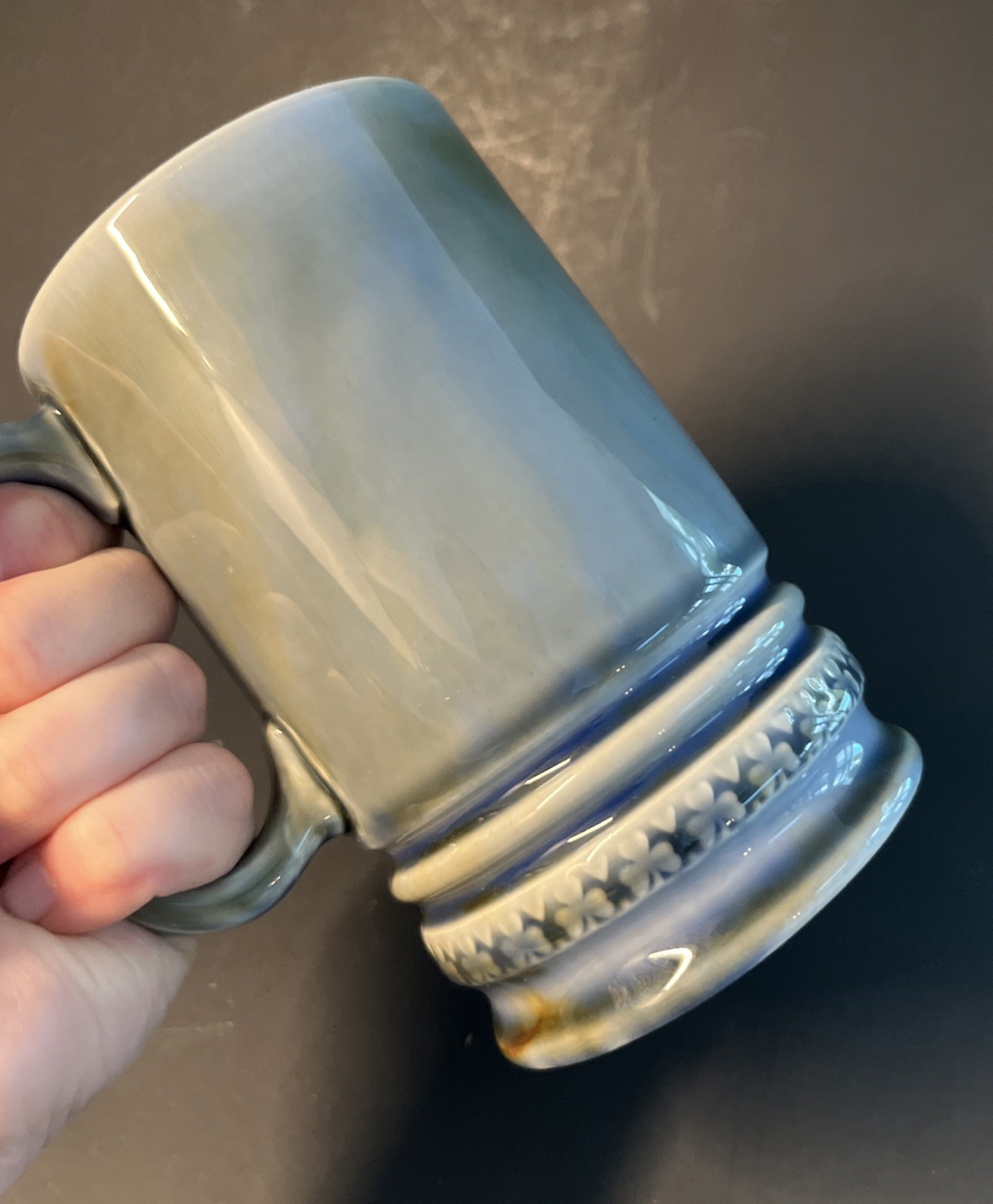 Vintage Wade Ireland Green Beer Stein Mug Sail Boat Green Sails Music Box