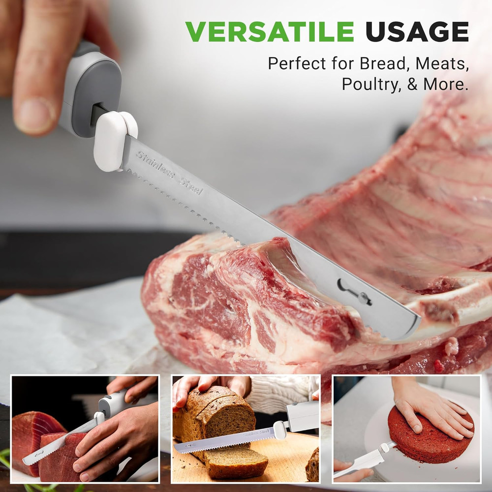 Cordless Electric Knife | Easy to Use Constant ON/OFF Safety Function Button | C