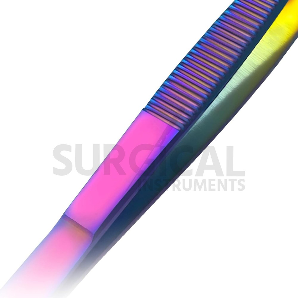 Iris Forceps 4" - Fine Point Multi Rainbow Color Stainless Steel German Grade