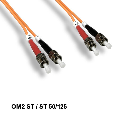 3m/9.84ft OM2 ST/ST Duplex 50/125 Multi-Mode Fiber Optic Patch Cable Data OFNR