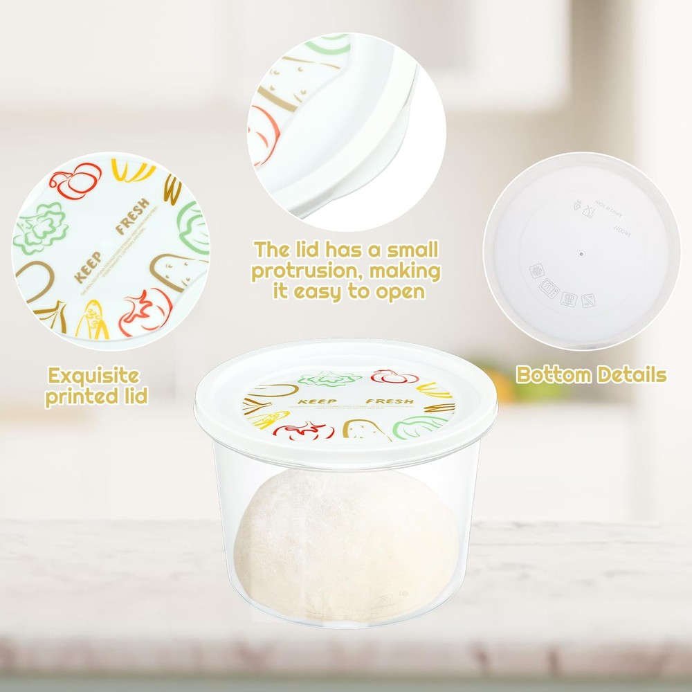 12pcs Pizza Dough Proofing Box with Lids, 1100ML Stackable Dough Proofing Con...