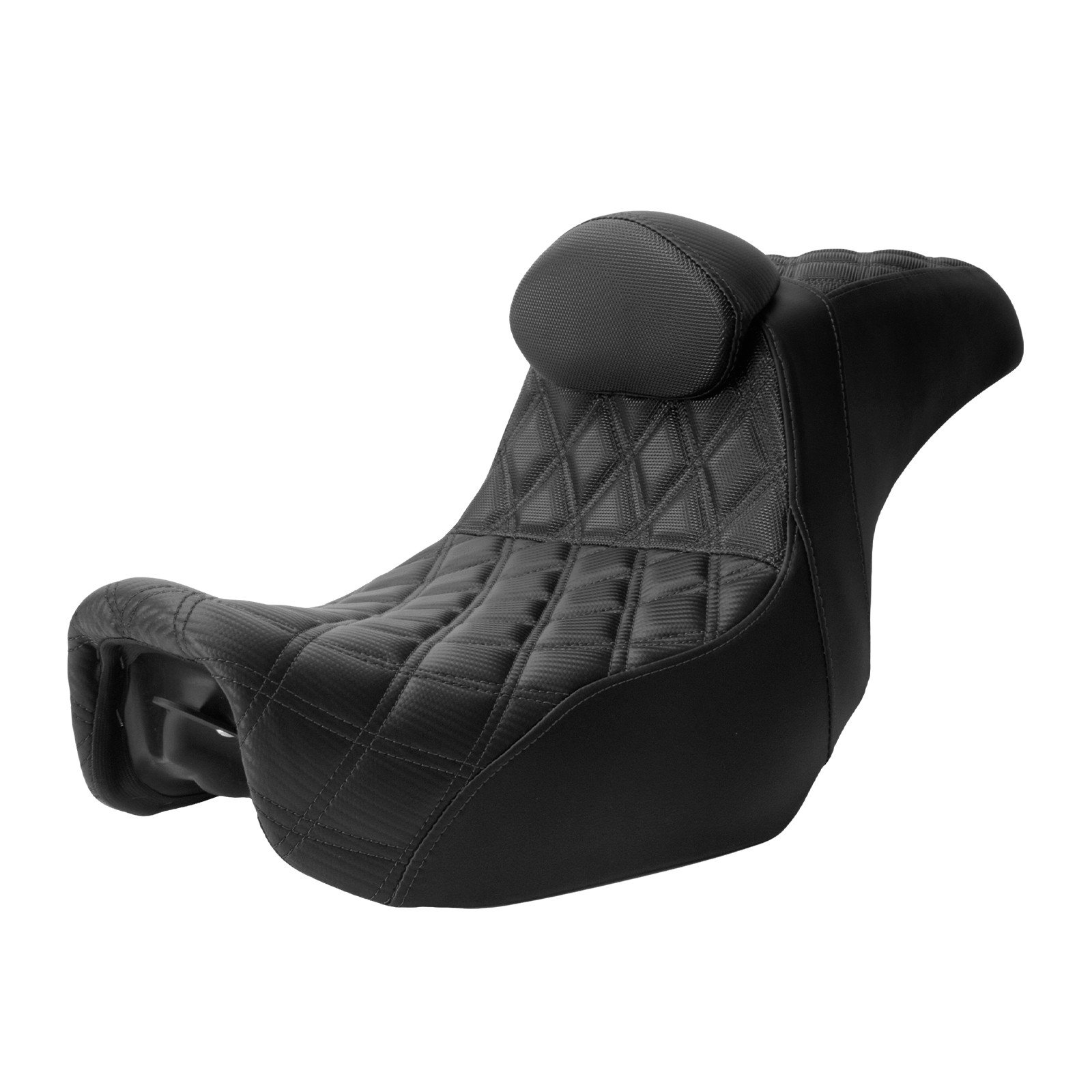 Black Stitching Seat W/ Driver Backrest Fit For Harley Dyna Super Glide 2006-17