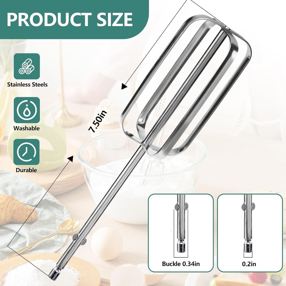 HASANBAR Hand Mixer Attachments, Beaters Regular, Silver