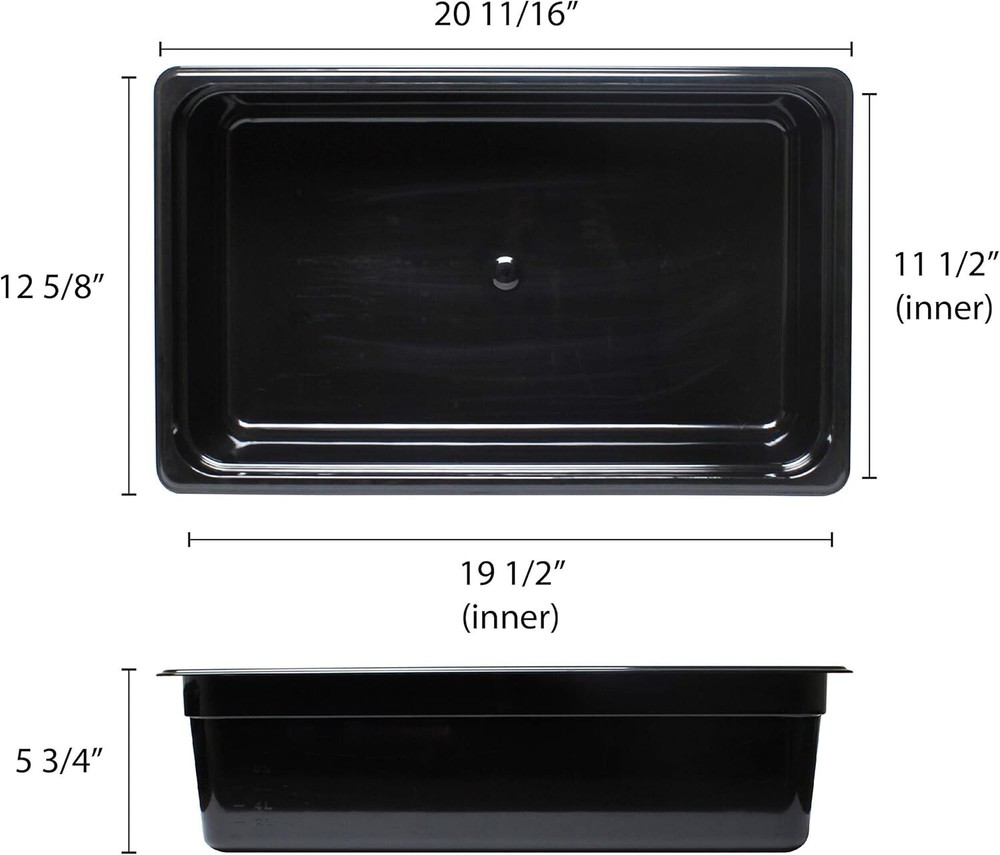 Thunder Group Full size 6" deep polycarbonate food pan, black, comes in each