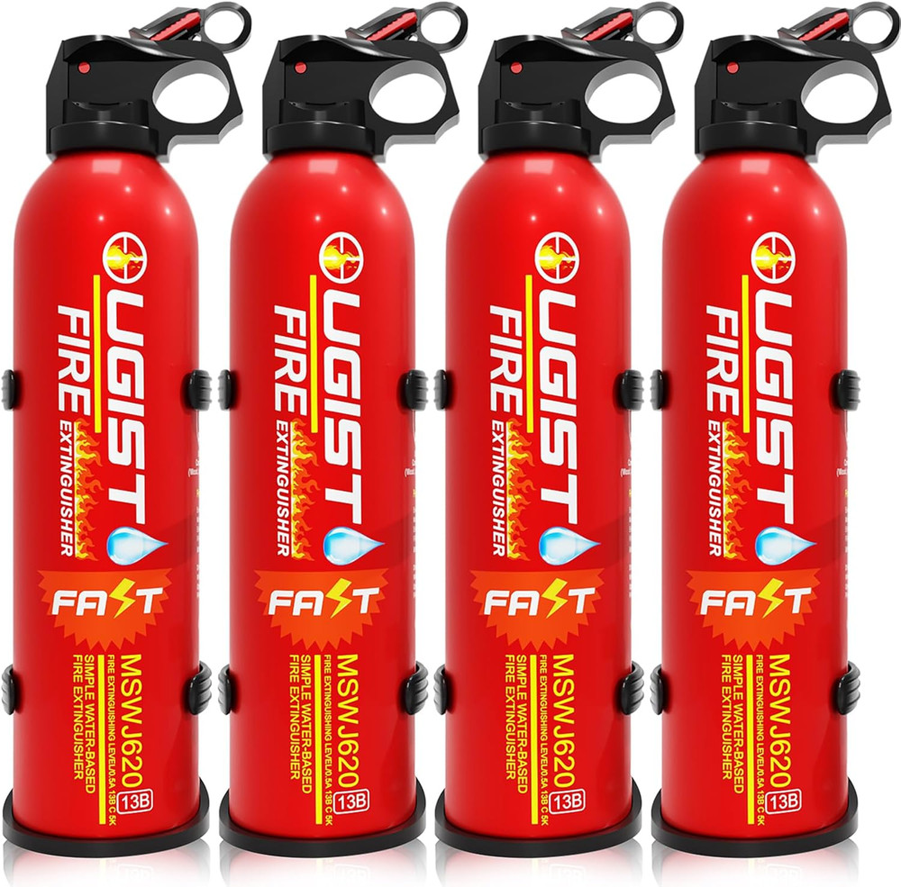 Multipurpose Fire Extinguisher (4 Pack, 21Oz Each) with Wall Mount Bracket, Wate