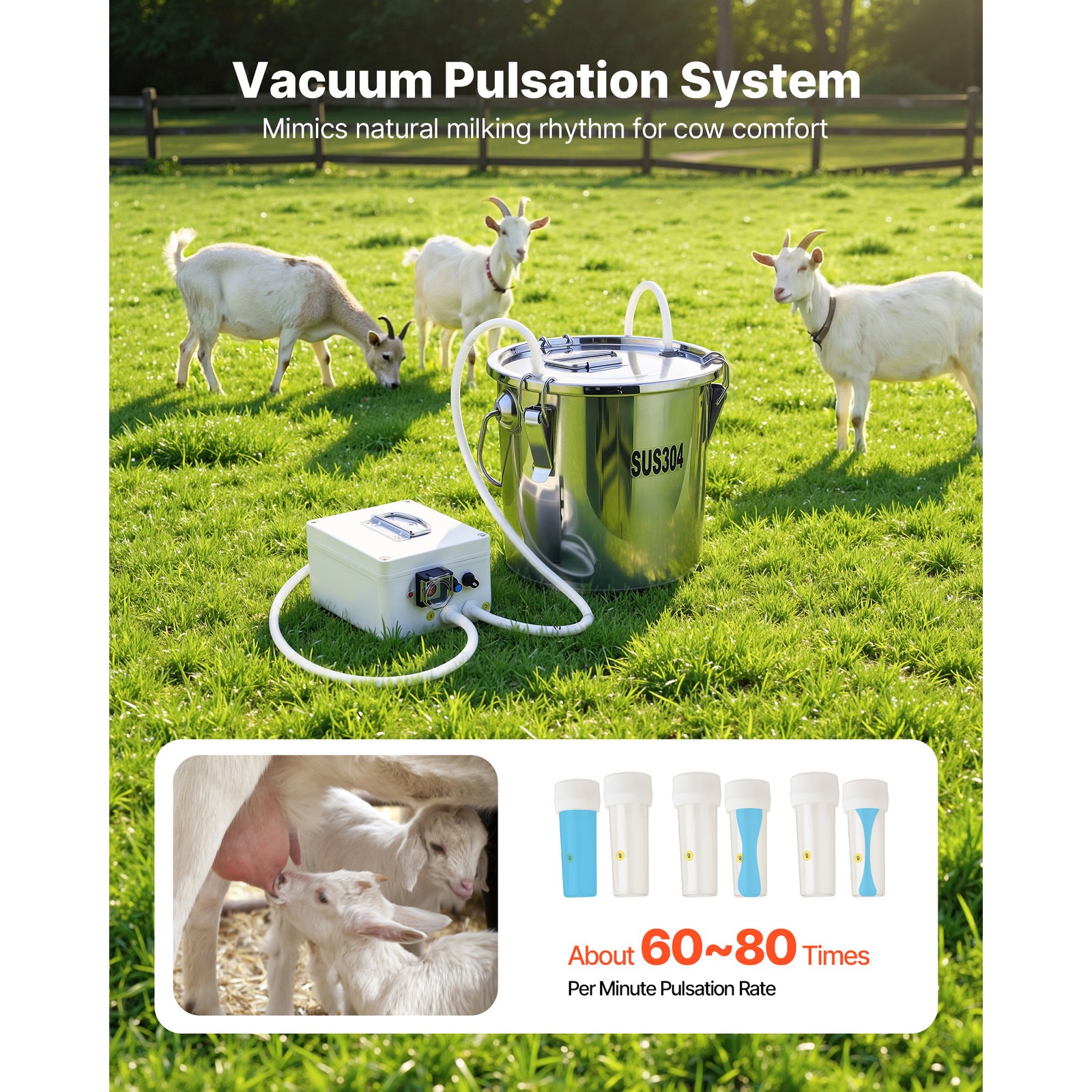 Uimoso Portable Goat Milking Machine with 0.8 Gal / 3 L Bucket and Battery Power