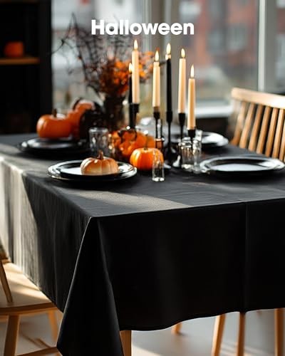 Rectangle Table Cloth 60" x 84" – Durable Polyester 84" x 60" - 1 Pack Black