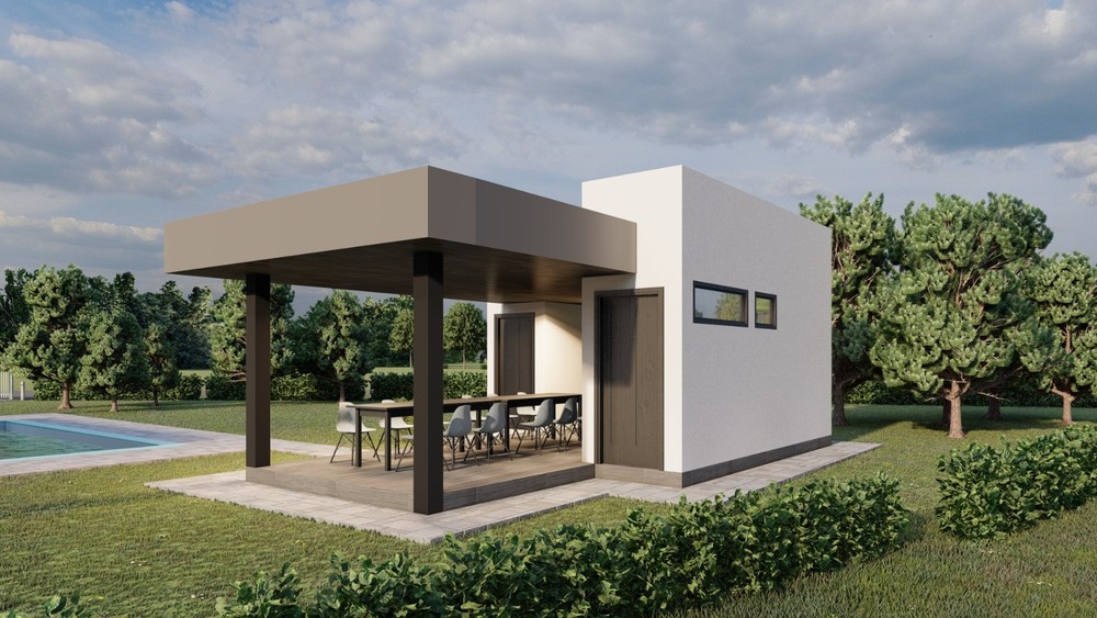 Modern Tiny Backyard Relaxatation House Blueprints, Floorplans 379sqft/35.24m2