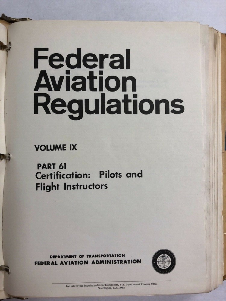 Federal Aviation Regulations 1972 Original