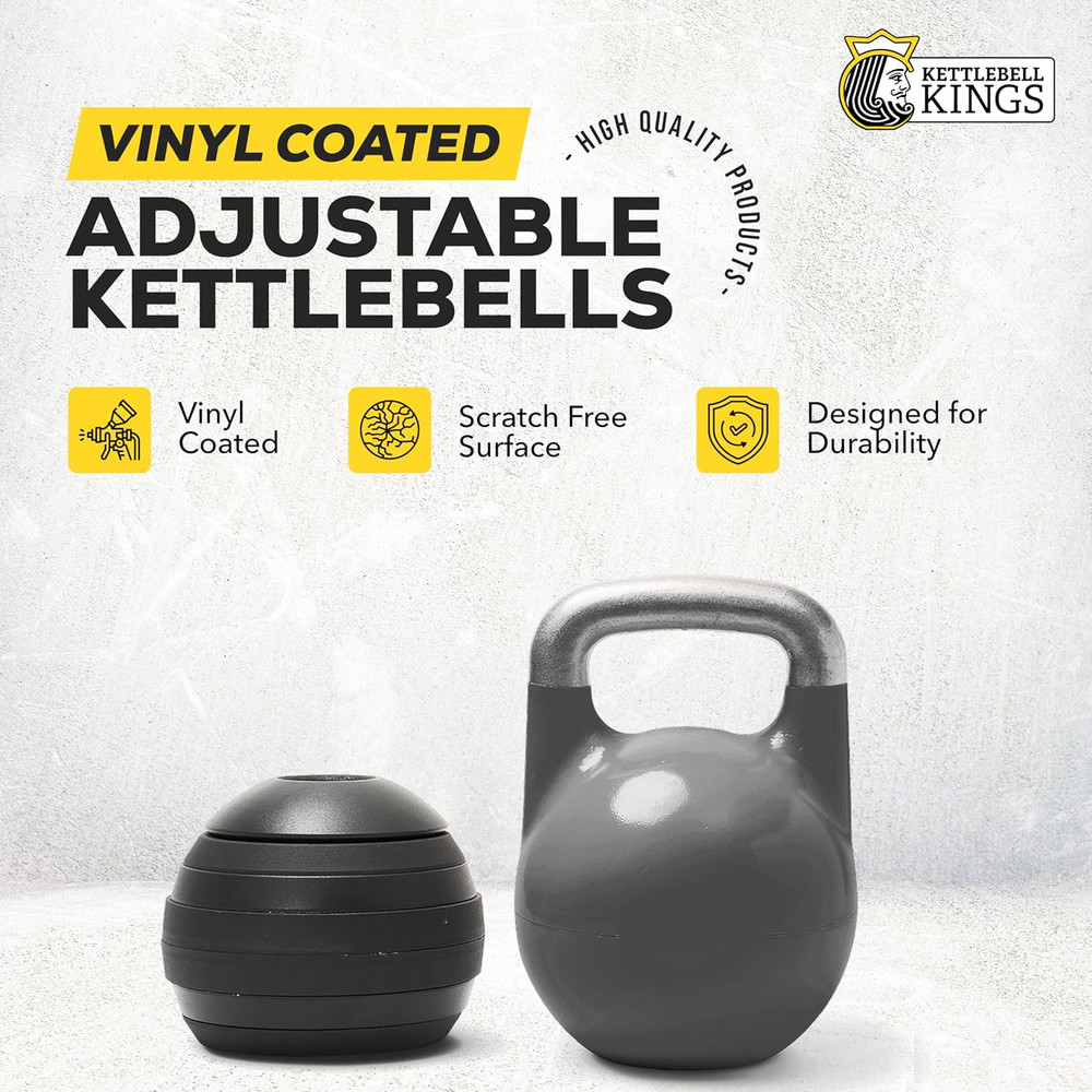 Kettlebell Kings Adjustable Kettlebell Set, 26-70 Lb - Strength Training Kettleb