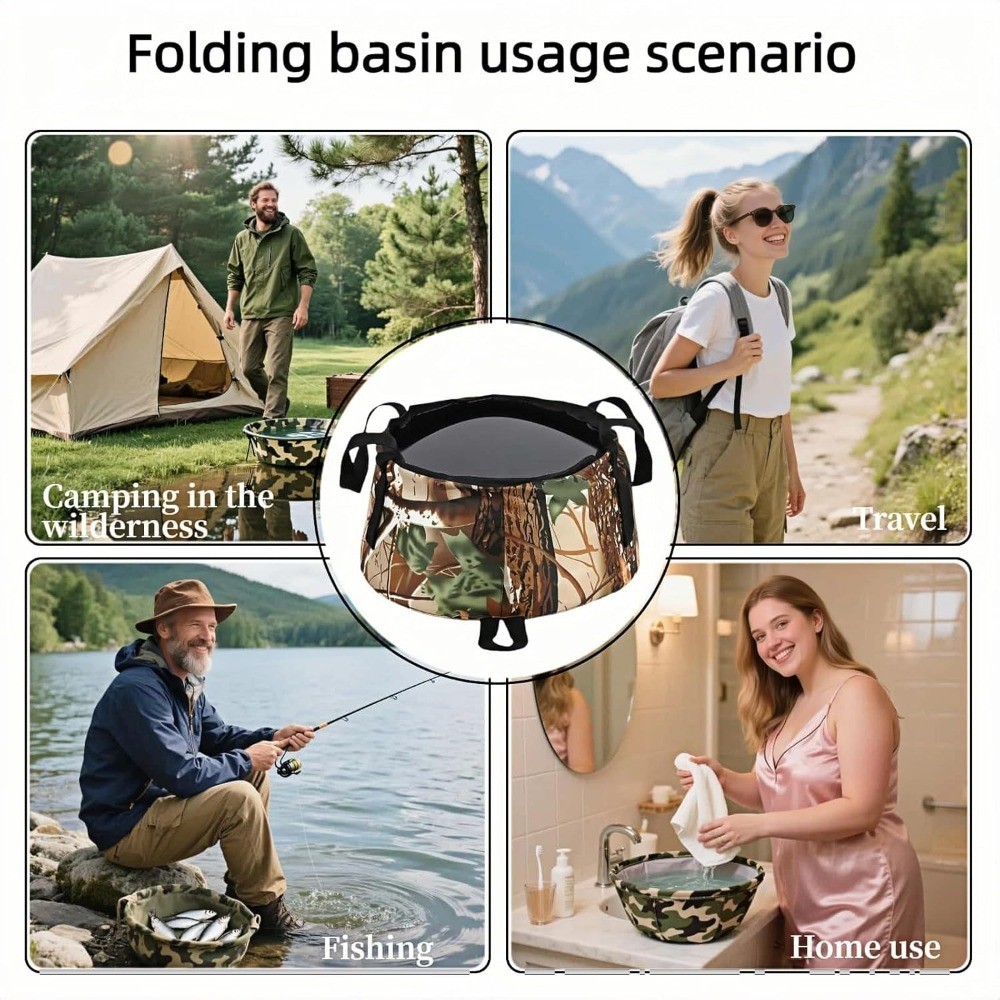 Portable Foldable Sink Bucket for Camping Travel Basin Collapsible Leakproof