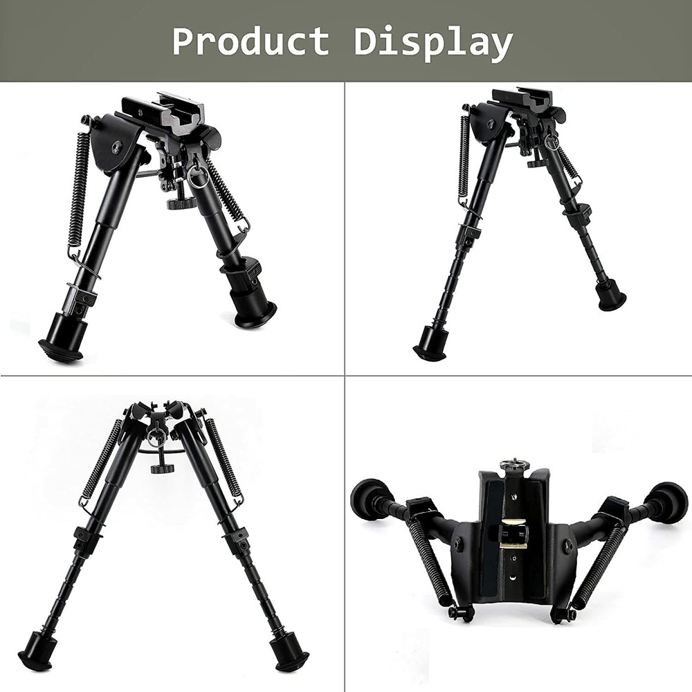 Adjustable Bipod Rotate Horizontally Picatinny Rail Mount Adapter 6-9"