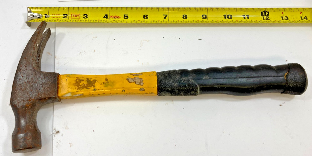 Used Straight Claw Hammer with Rubber Grip Handle ~ Solid Tool