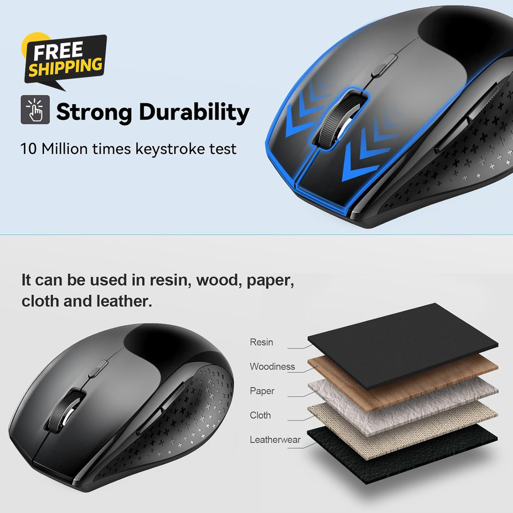 Bluetooth Mouse, 4800 DPI Wireless Mouse, 2-Year Battery 6 Adjustable DPI