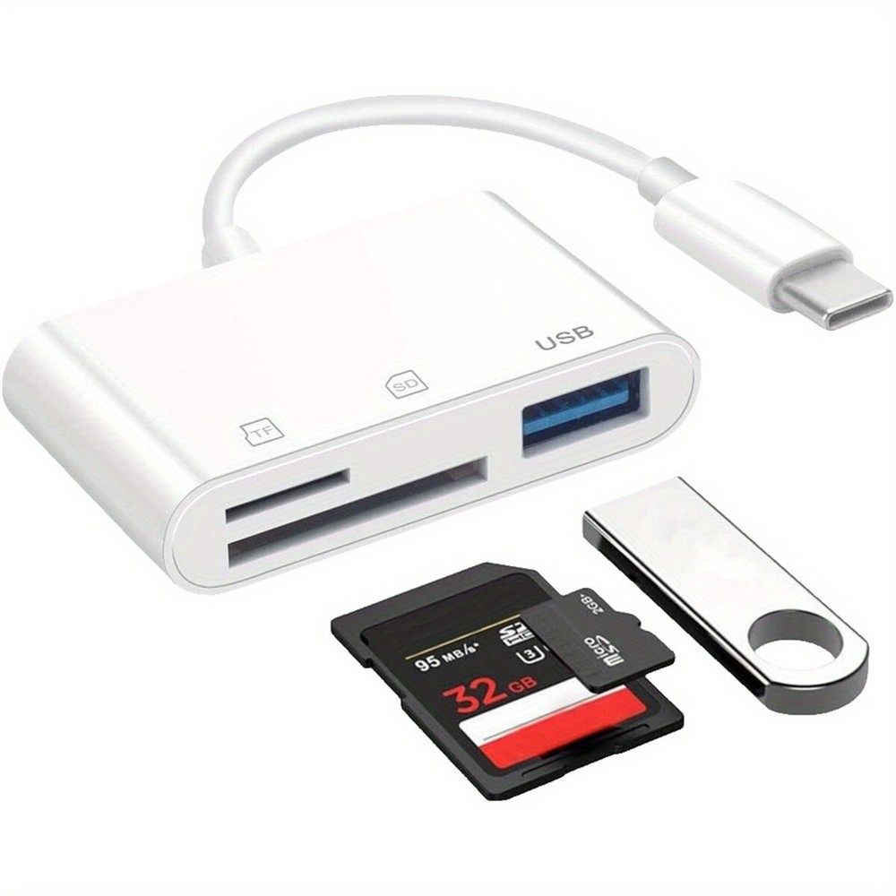 USB-C to SD/TF Card Reader Adapter for iPhone 15 iPad Mac Laptop, Data Transfer