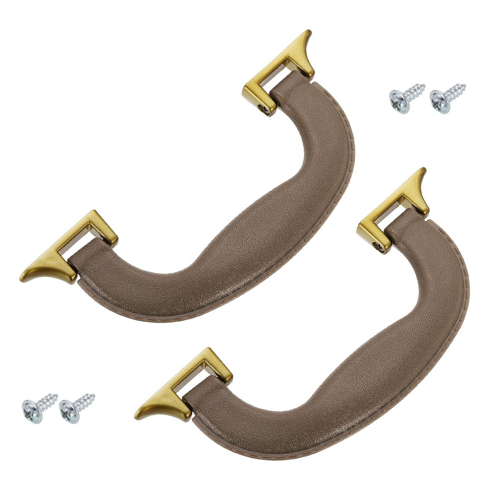 2Pcs Luggage Handle Plastic Pull Handle Grip Replacement with Screws Gray Green