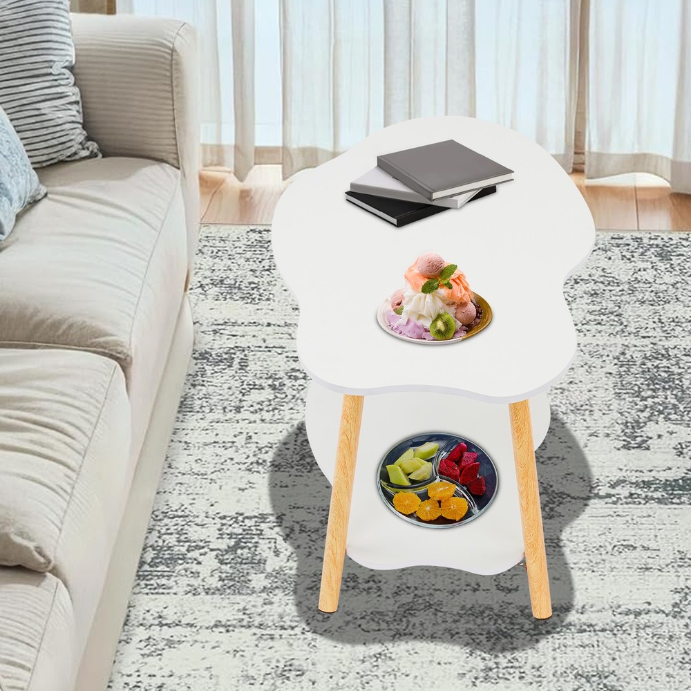 Cloud-shaped Coffee Table Double Layer Center Table for Living Room Modern
