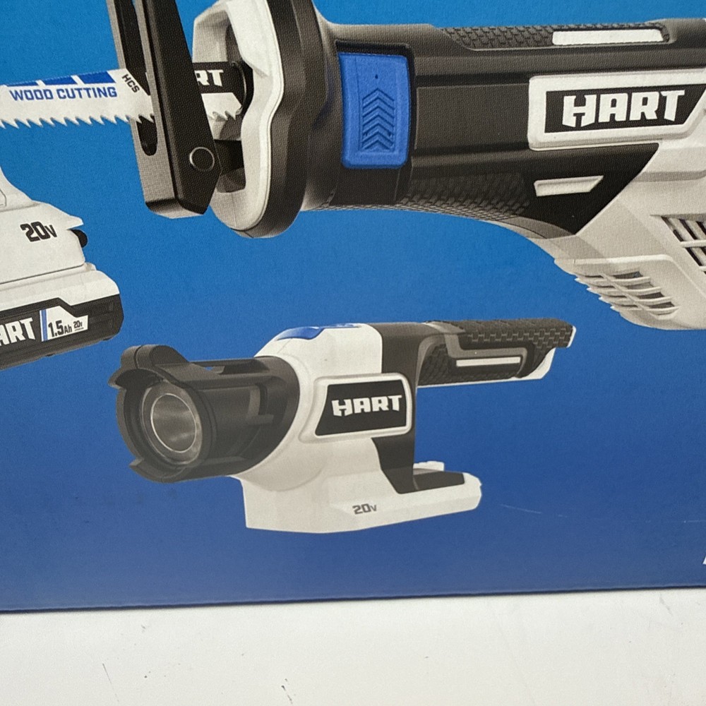 Hart 20v Brushless Impact Driver Drill Flashlight Saw Combo Tool Kit Carry Case