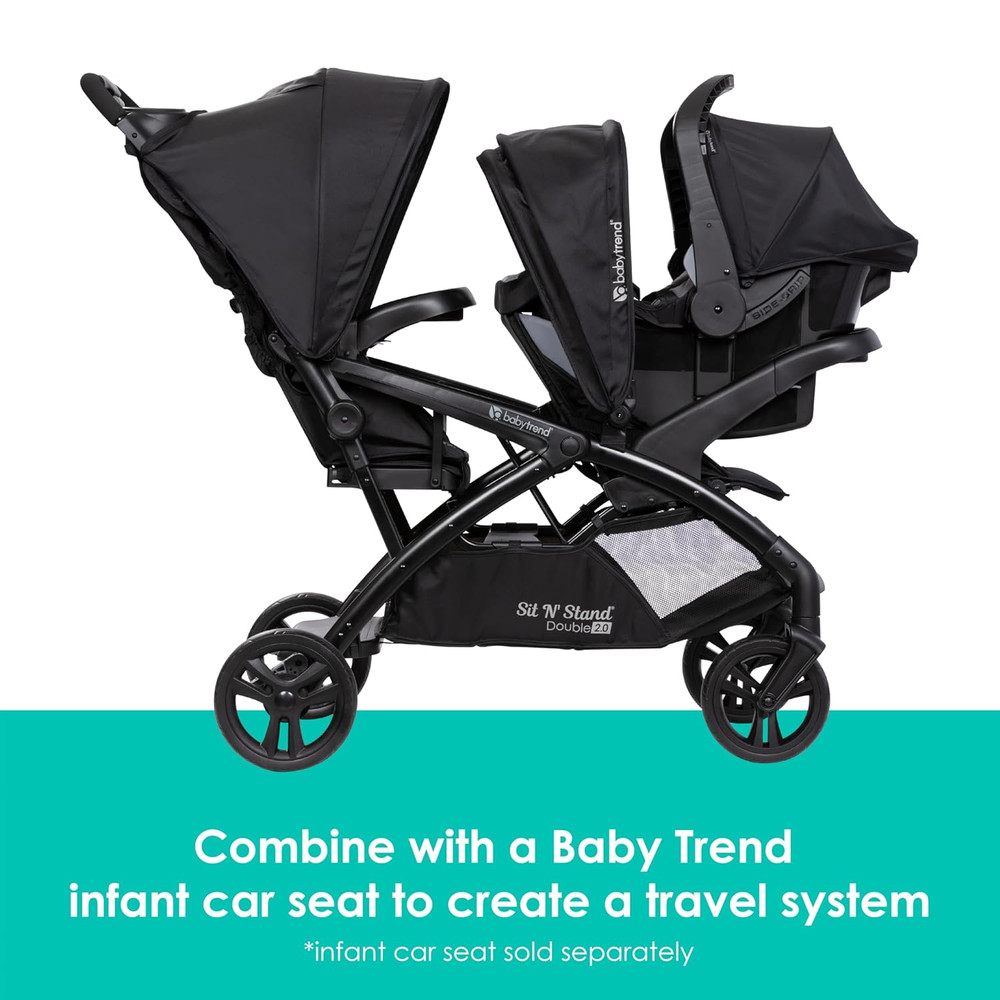 Sit N' Stand® Double 2.0 Stroller, Dash Black