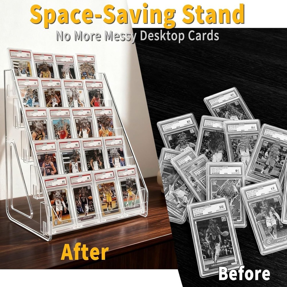 2 Pack 5-Tier Baseball Card Display Shelf – Large Capacity Shelf Rack Holder ...
