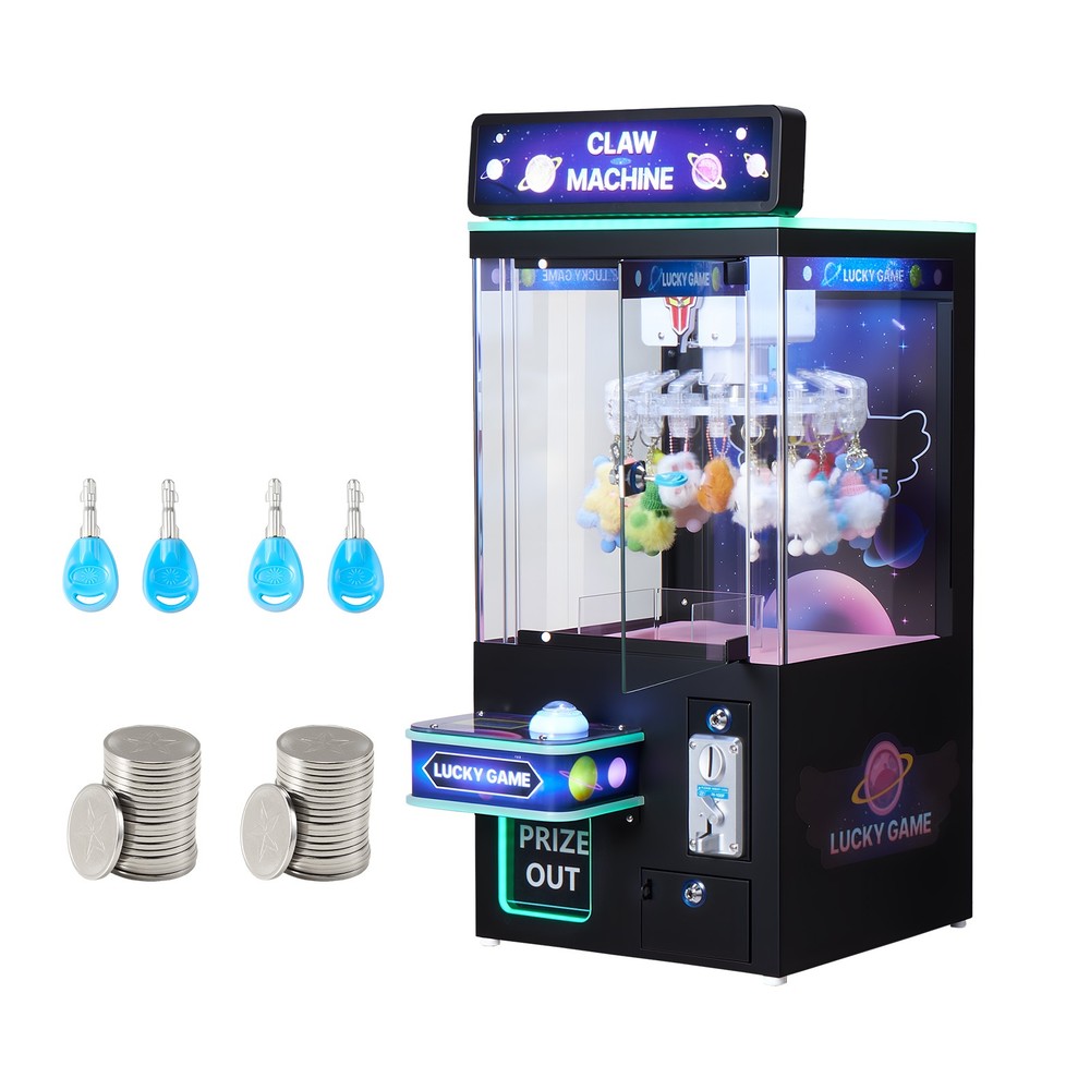 VEVOR Claw Crane Machine Medium Arcade Game with Adjust Difficulty Black Purple