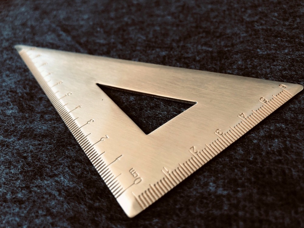 Brass Handmade Handicraft Tool Triangle Ruler Protractor Wallet Pen PRECISION OZ