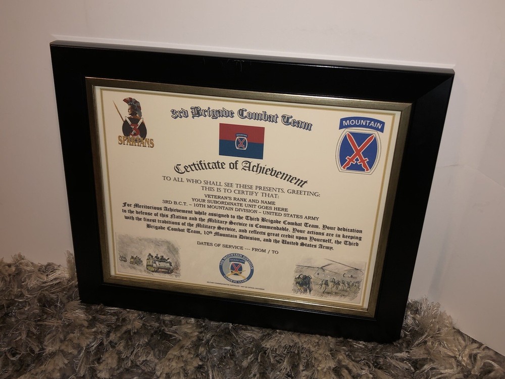 3RD B.C.T. / 10TH MOUNTAIN DIVISION - COA / (COMMEMORATIVE CERTIFICATE)