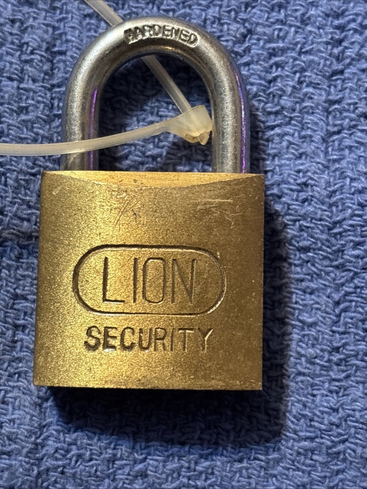 LION SECURITY Brass PADLOCK Lock w/ 3-Keys Clean