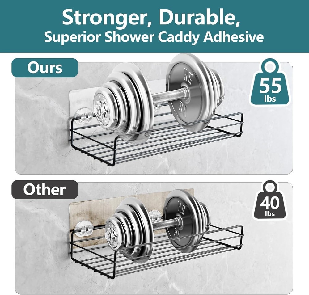 4-Pack Shower Caddy Adhesive Replacement, Strong Shower Shelf Adhesive Hooks
