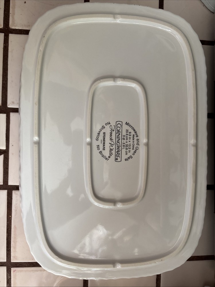 CorningWare French White Stoneware Rectangular Baking Dish, 9.3x13.3 Inches