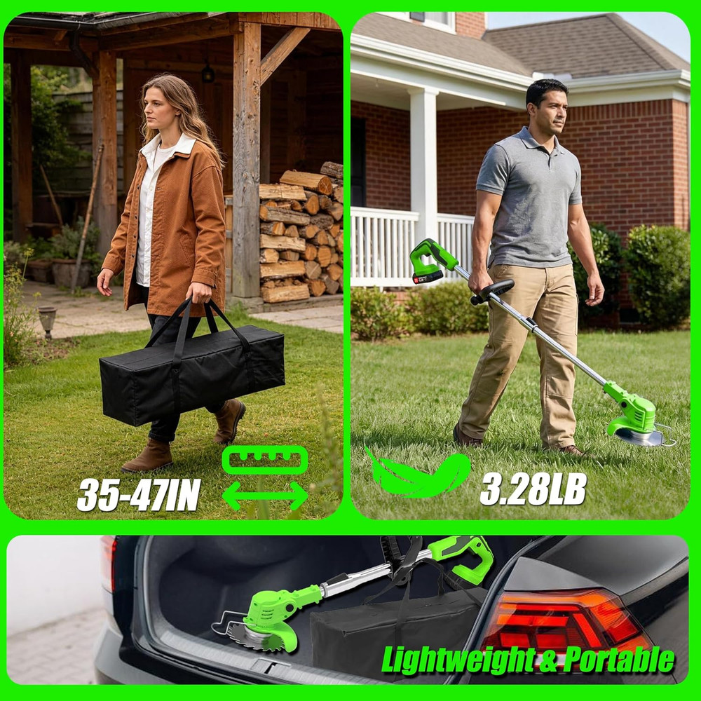 Cordless Weed Wacker Electric Eater Battery Powered Stringless Weed Trimmer 3-In