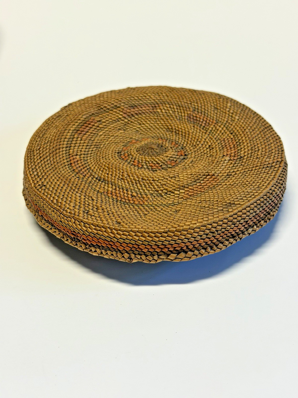 Antique Native American Indian Makah Lidded Woven Basket; Late 1890's; Lot #G7