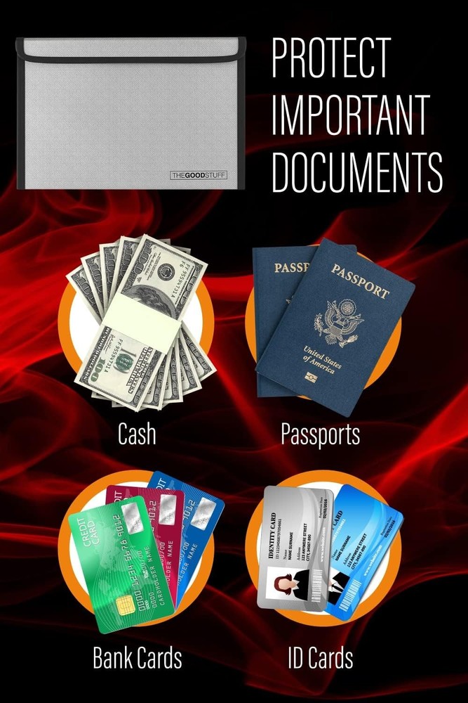 Fireproof Document Bag Envelope Size: 8" x 5" [2000°F UL Certified] Fireproof Ca