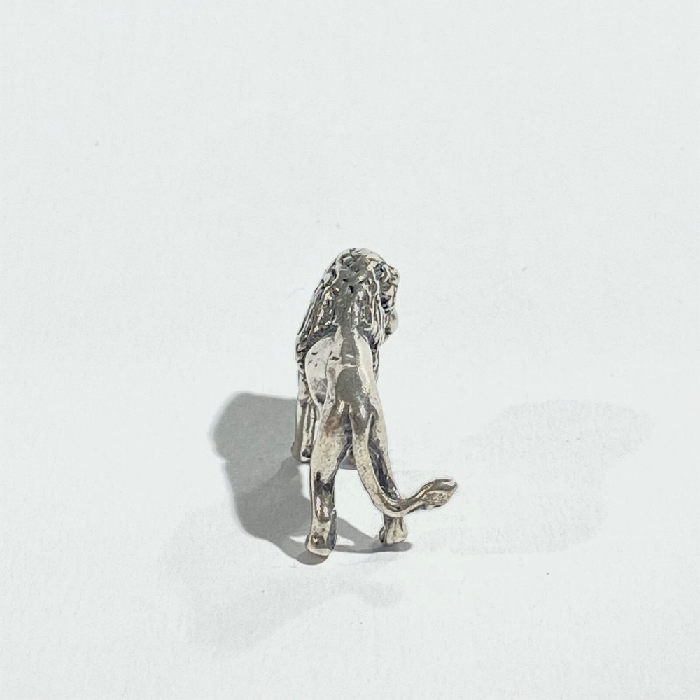 vintage solid silver lion micro miniature , hallmarked italian figurine