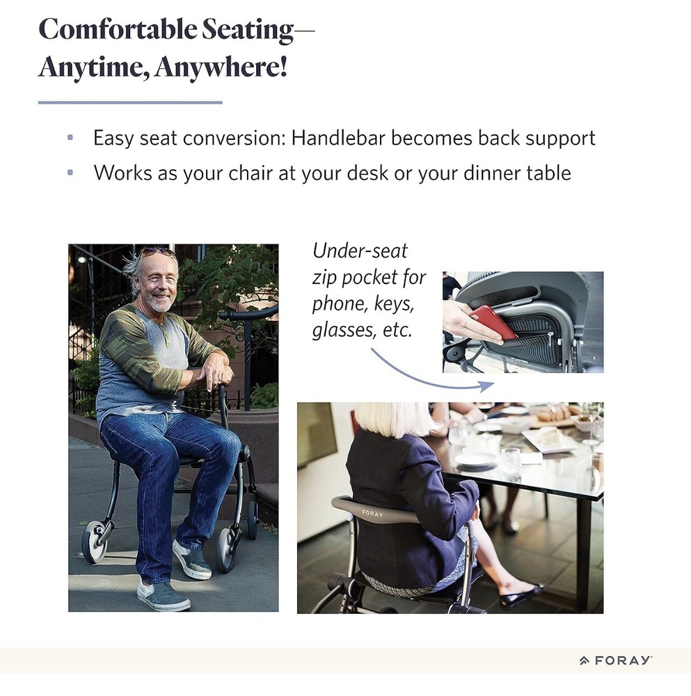 Foray Spring Rollator Easy Storage Unique Design Elderly Assist Walker