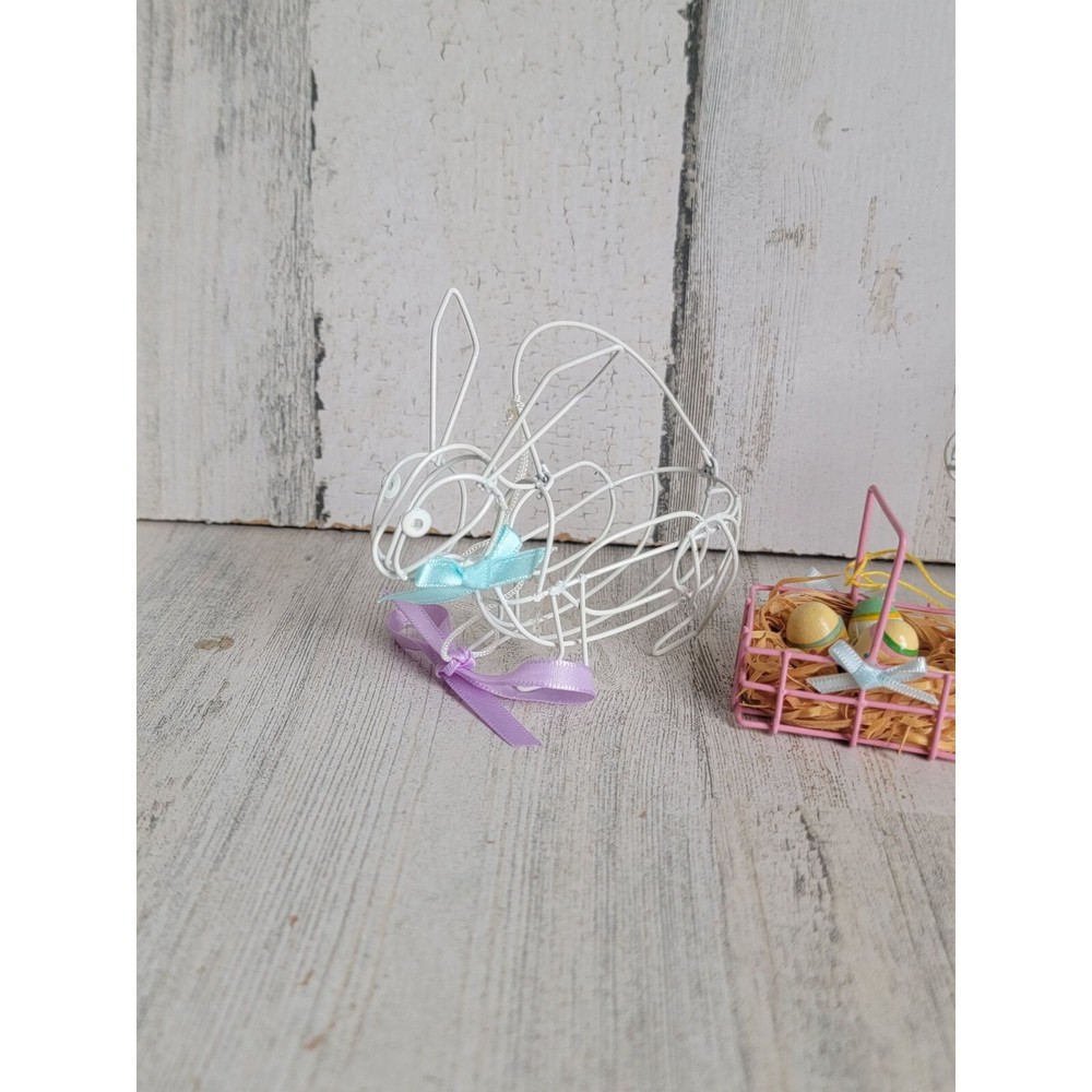 Mini bunny wire basket Egg Set Easter ornament Xmas