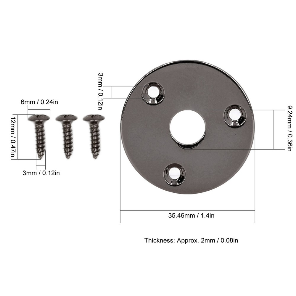 Guitar Jack Socket Plate Round Metal Input Output Cover Replacement Hardware For